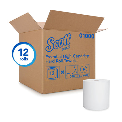 Scott Hardwound Continuous Roll Paper Towels, White, 8" -Case of 12