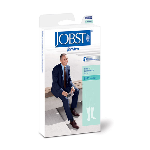 Jobst for Men Classic Compression Knee-High Socks, X-Large, White -1 Pair