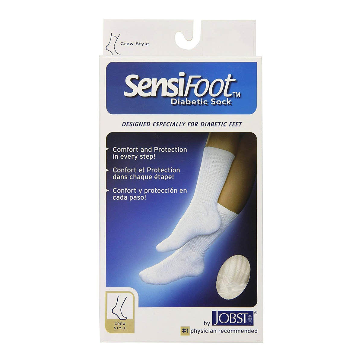 JOBST SensiFoot Contoured Diabetic Sock, Large, Crew, Closed Toe -1 Pair