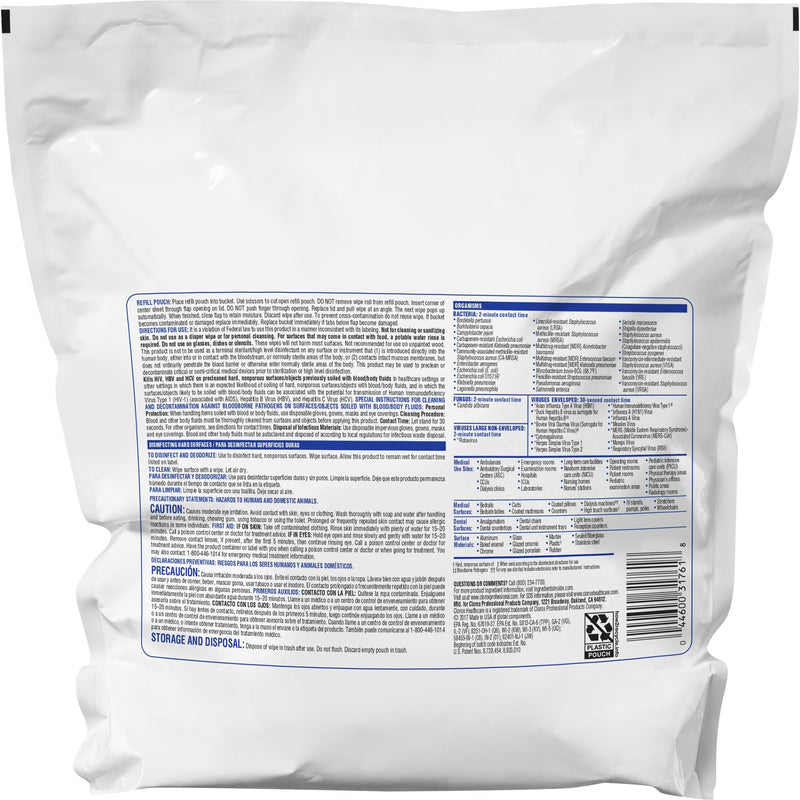 Clorox Healthcare VersaSure Cleaner Disinfectant Wipes, Refill Pouch -Case of 220