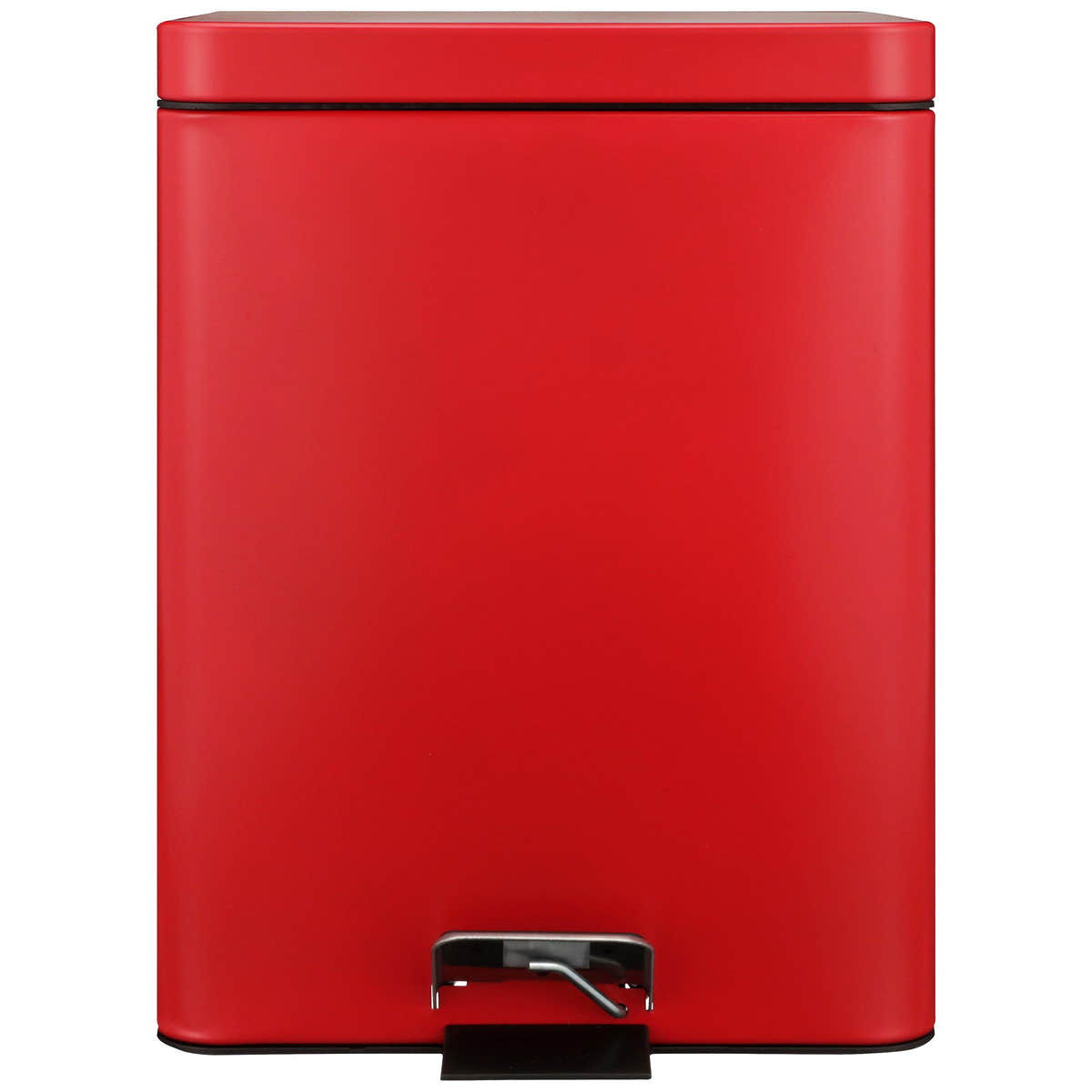 McKesson Trash Can with Plastic Liner, Square, Steel, Step-On, 20 QT, Red -Each