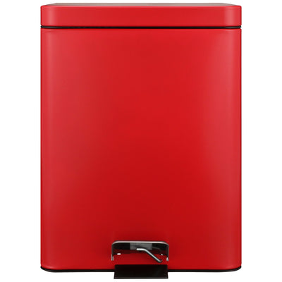 McKesson Trash Can with Plastic Liner, Square, Steel, Step-On, 20 QT, Red -Each