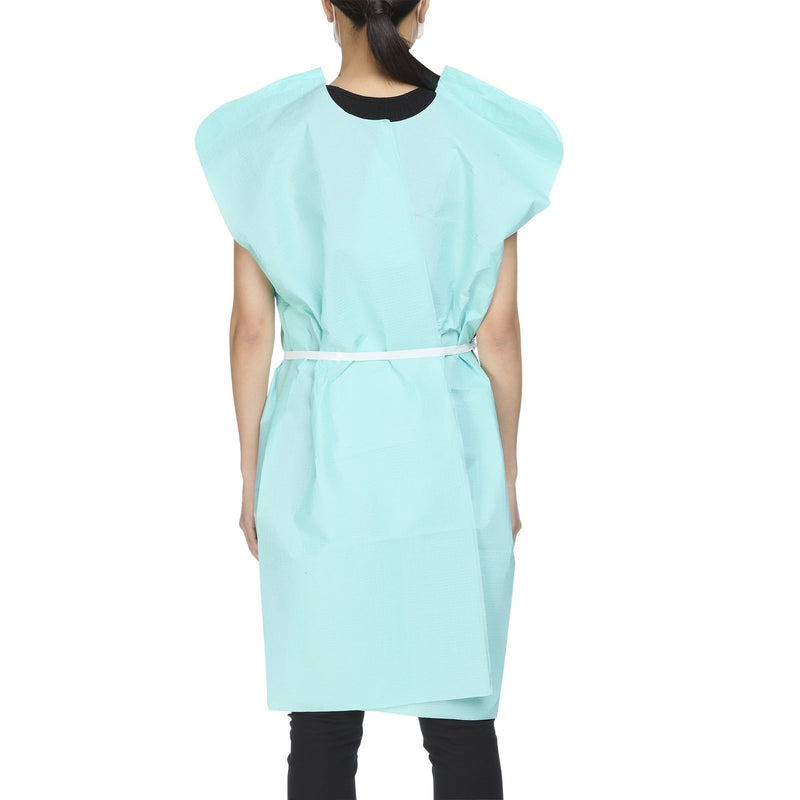 McKesson Patient Exam Gown Open Back, One Size Fits Most, Teal -Case of 50