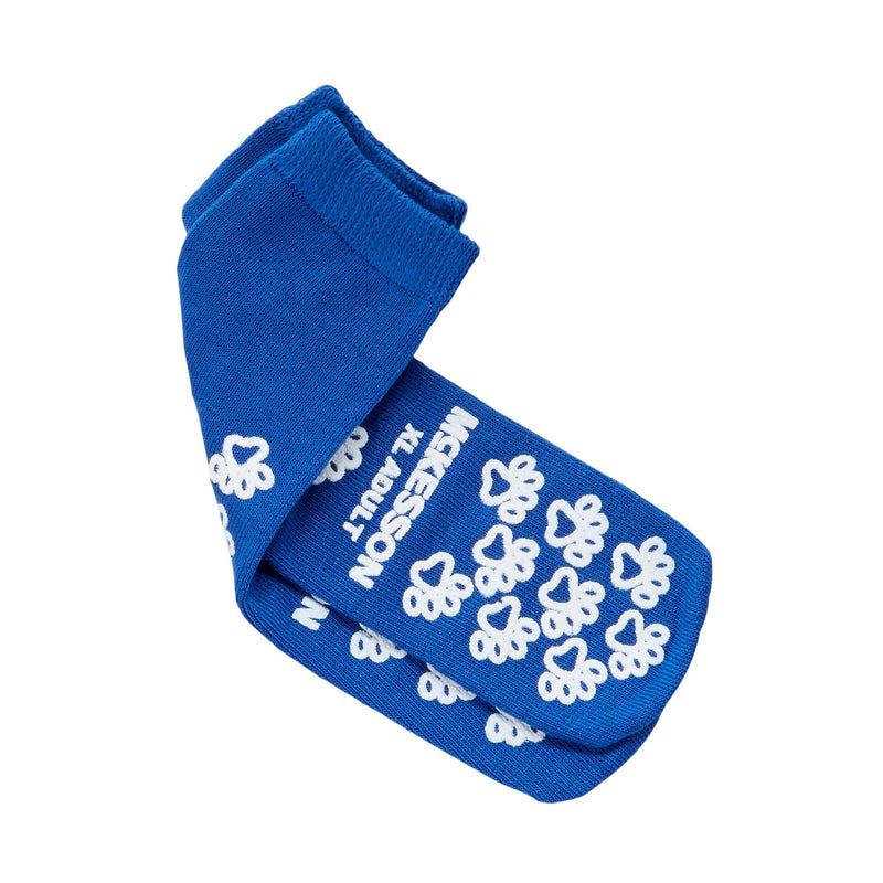 McKesson Terries Adult Slipper Socks Skid-Resistant Tread Sole and Top, X-Large, Royal Blue -Case of 48