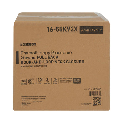 McKesson Chemotherapy Procedure Gown, 2X-Large, Blue -Case of 30