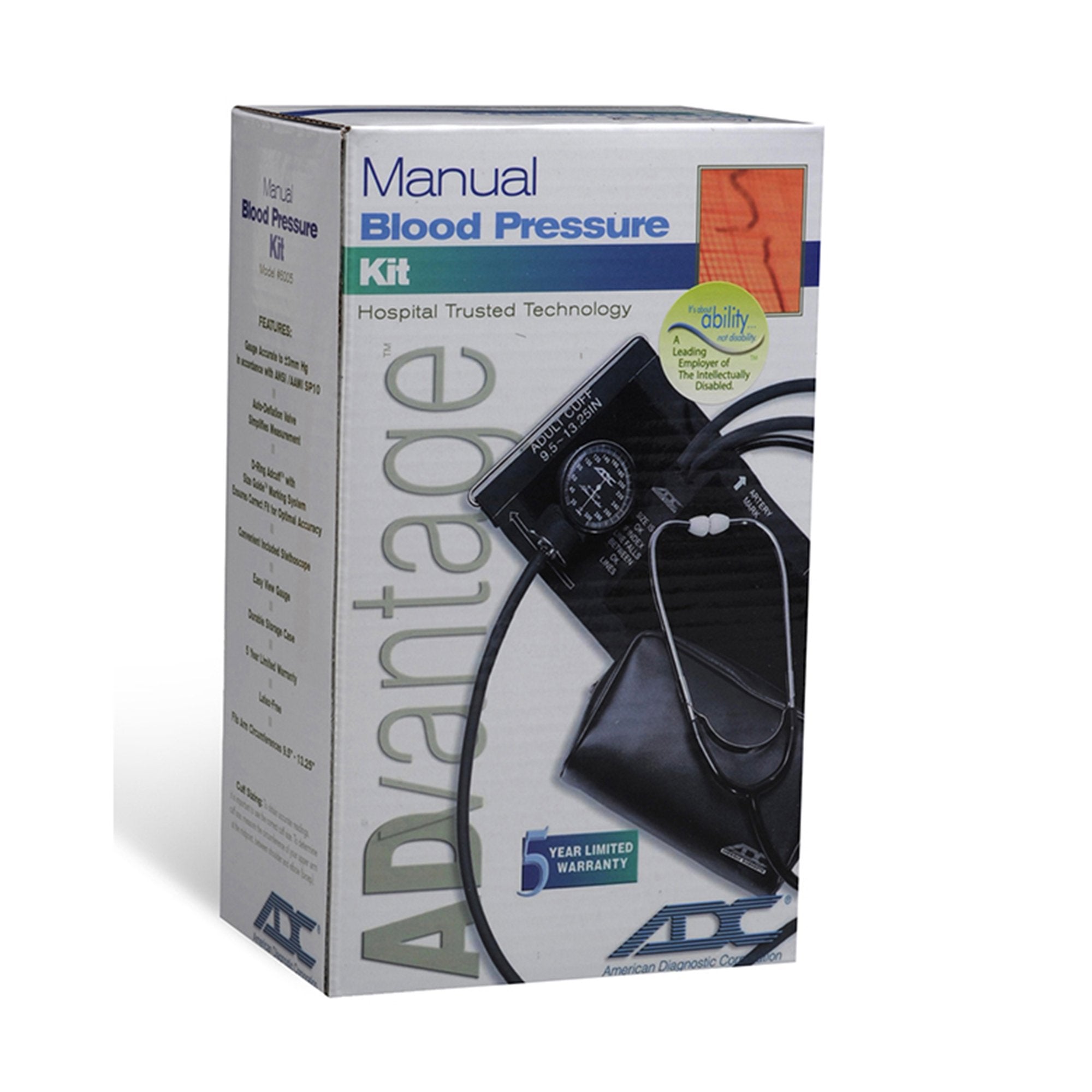 Advantage 6005 Manual Blood Pressure Kit Aneroid Sphygmomanometer / Stethoscope Combo -Each