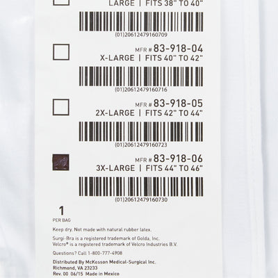 McKesson Post-Surgical Bra, 44-46 Inch -Each