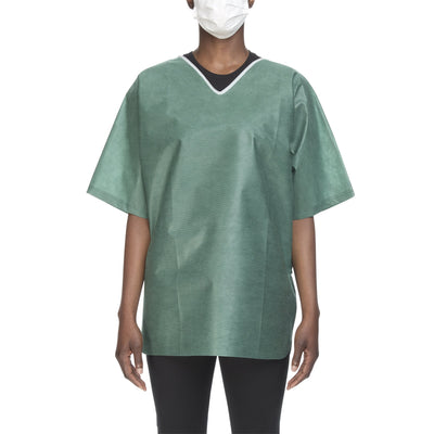 Graham Medical Scrub Shirt Without Pockets Short Sleeve, Large, Green -Case of 30