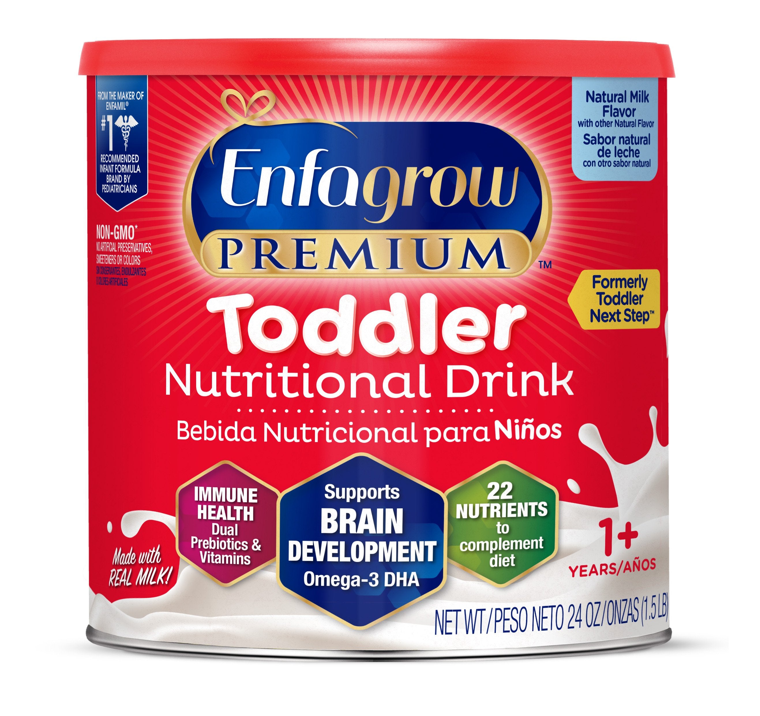 Enfagrow Premium Toddler Next Step Nutritional Drink Powder, Natural Milk, 24 oz. Can -Each