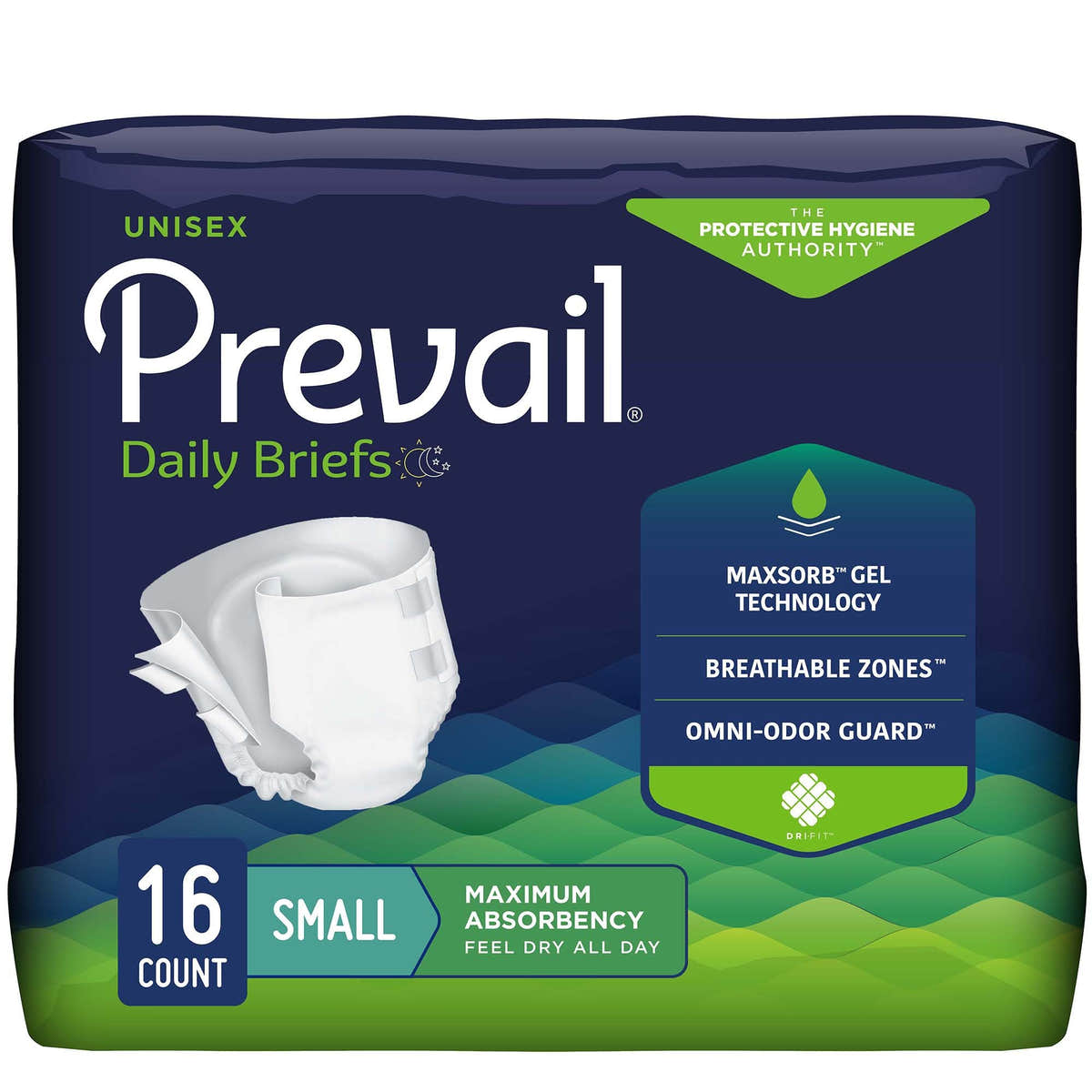 Prevail Maximum Incontinence Brief -Unisex -Small -Case of 6 -Unisex