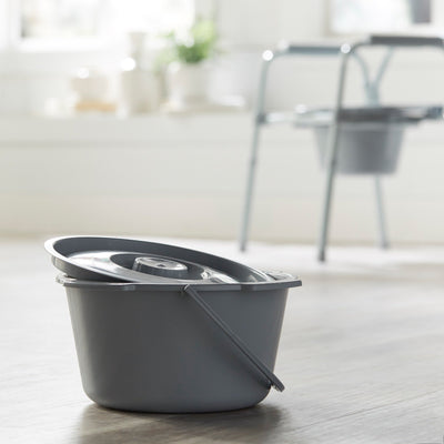 McKesson Commode Bucket With Metal Handle And Cover, 7-1/2 Quart, Gray -Case of 12