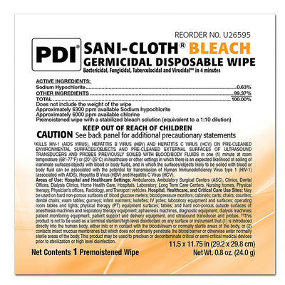Sani-Cloth Surface Disinfectant Cleaner Bleach Wipe, 40 Individual Packets per Box -Box of 40