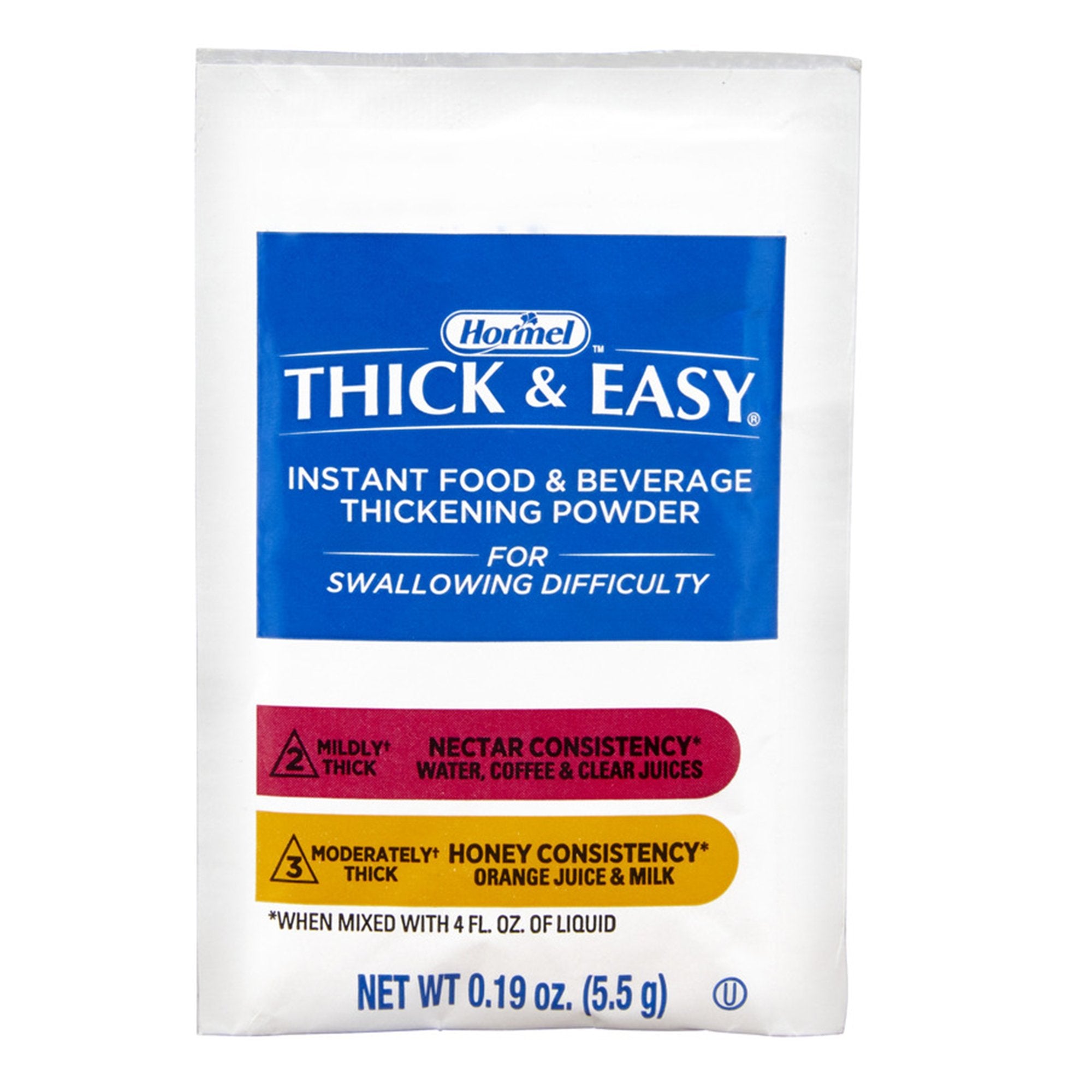 Thick & Easy Nectar Consistency Food and Beverage Thickener, Unflavored, 0.18 oz. Packet -Case of 100