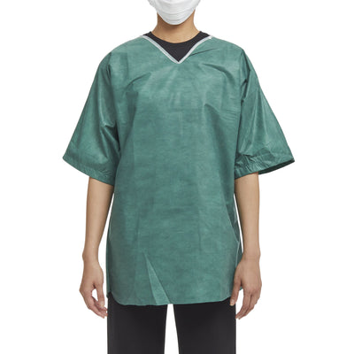 Graham Medical Scrub Shirt Without Pockets Short Sleeve, Medium, Green -Case of 30