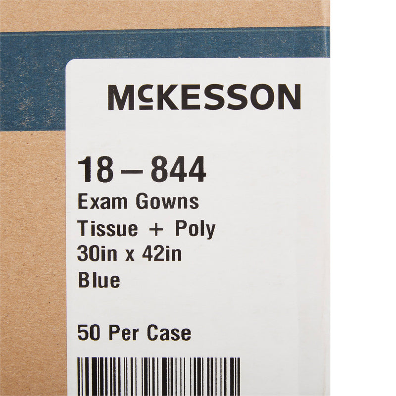 McKesson Patient Exam Gown Open Back, One Size Fits Most, Blue -Case of 50