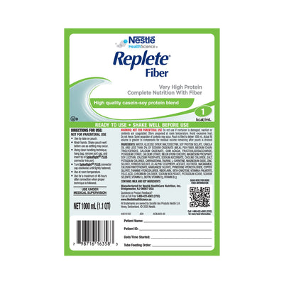 Replete Fiber Ready to Hang Tube Feeding Formula, 33.8 oz. Bag -Case of 6