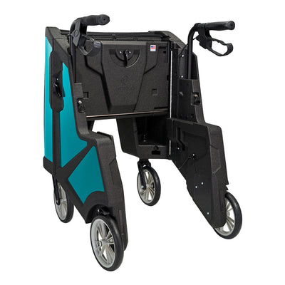 Tour Adjustable Height Folding 4 Wheel Rollator, Ocean Teal -Each