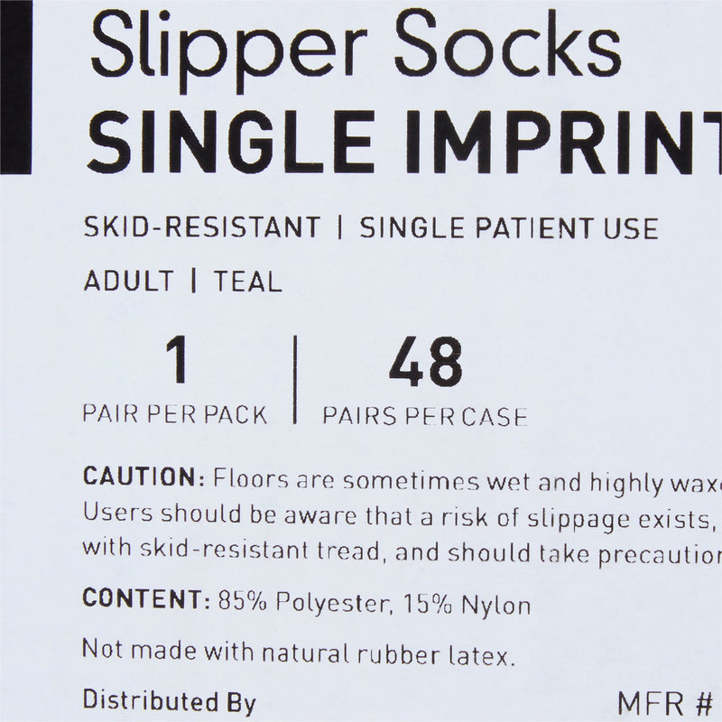 McKesson Terries Adult Slipper Socks, Large, Teal -1 Pair