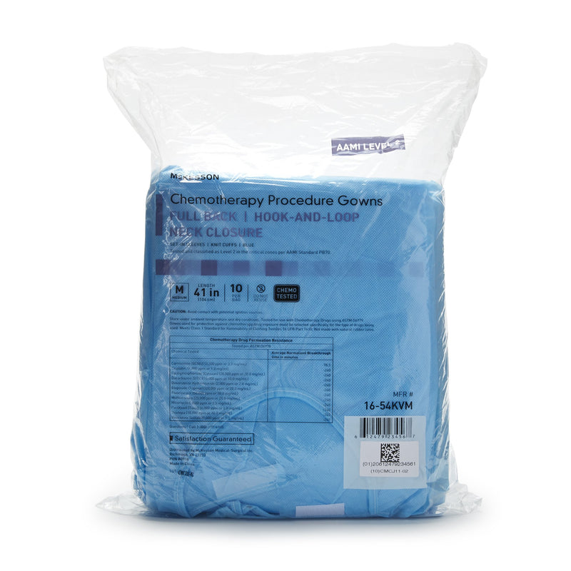 McKesson Full Back Chemotherapy Procedure Gown, Medium -Bag of 10
