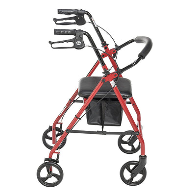 drive Steel 4 Wheel Rollator, Red -Each
