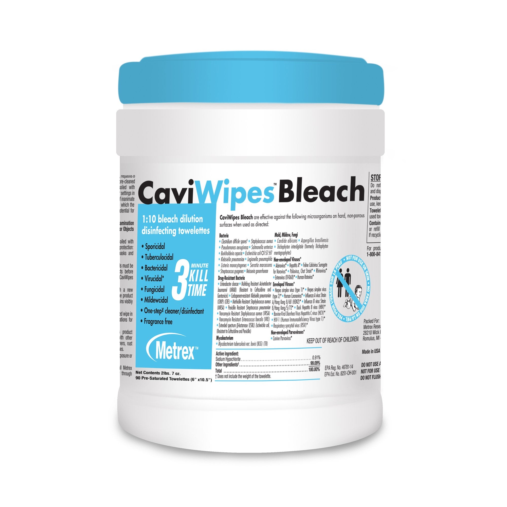CaviWipes Bleach Wipes -Case of 12