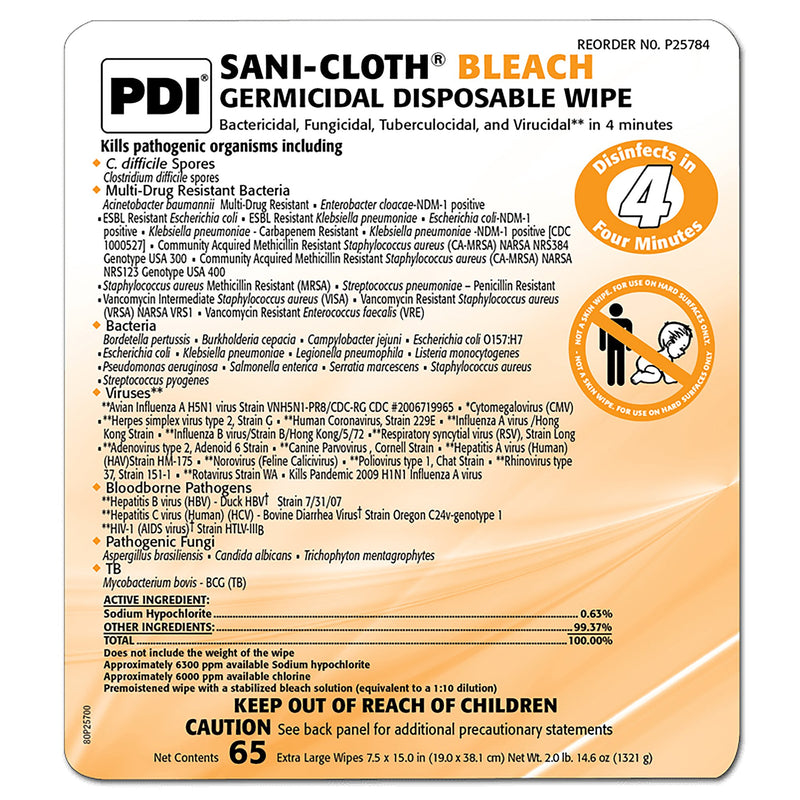 Sani-Cloth Surface Disinfectant Cleaner, 65 Wipes per Canister -Can of 1