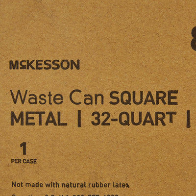 McKesson Trash Can with Plastic Liner, Square, Steel, Step-On, 32 QT, Beige -Each