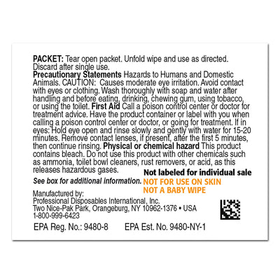 Sani-Cloth Bleach Surface Disinfectant Cleaner Bleach Wipe, 400 Individual Packets per Pack -Case of 400