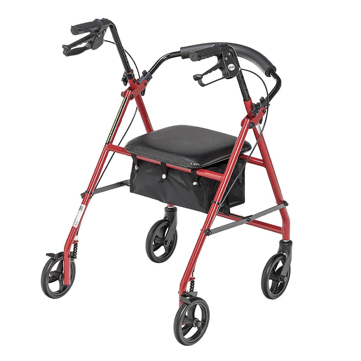 drive Steel 4 Wheel Rollator, Red -Each
