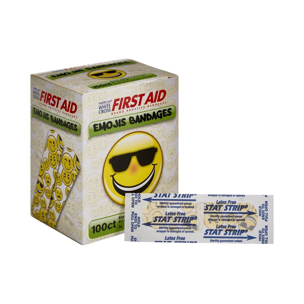 First Aid Smiley American White Cross First Aid Emojis Kid Design Adhesive Strips