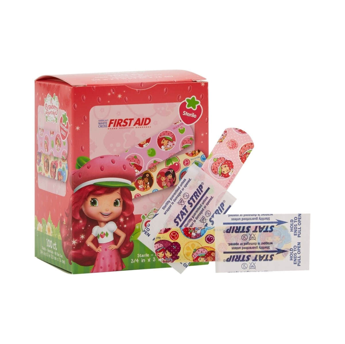 American White Cross Stat Strip Strawberry Shortcake Design Adhesive Strips - 980580_BX - 1