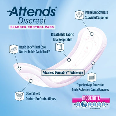 Attends Discreet Women's Moderate Bladder Control Pad - 1039118_BG - 6