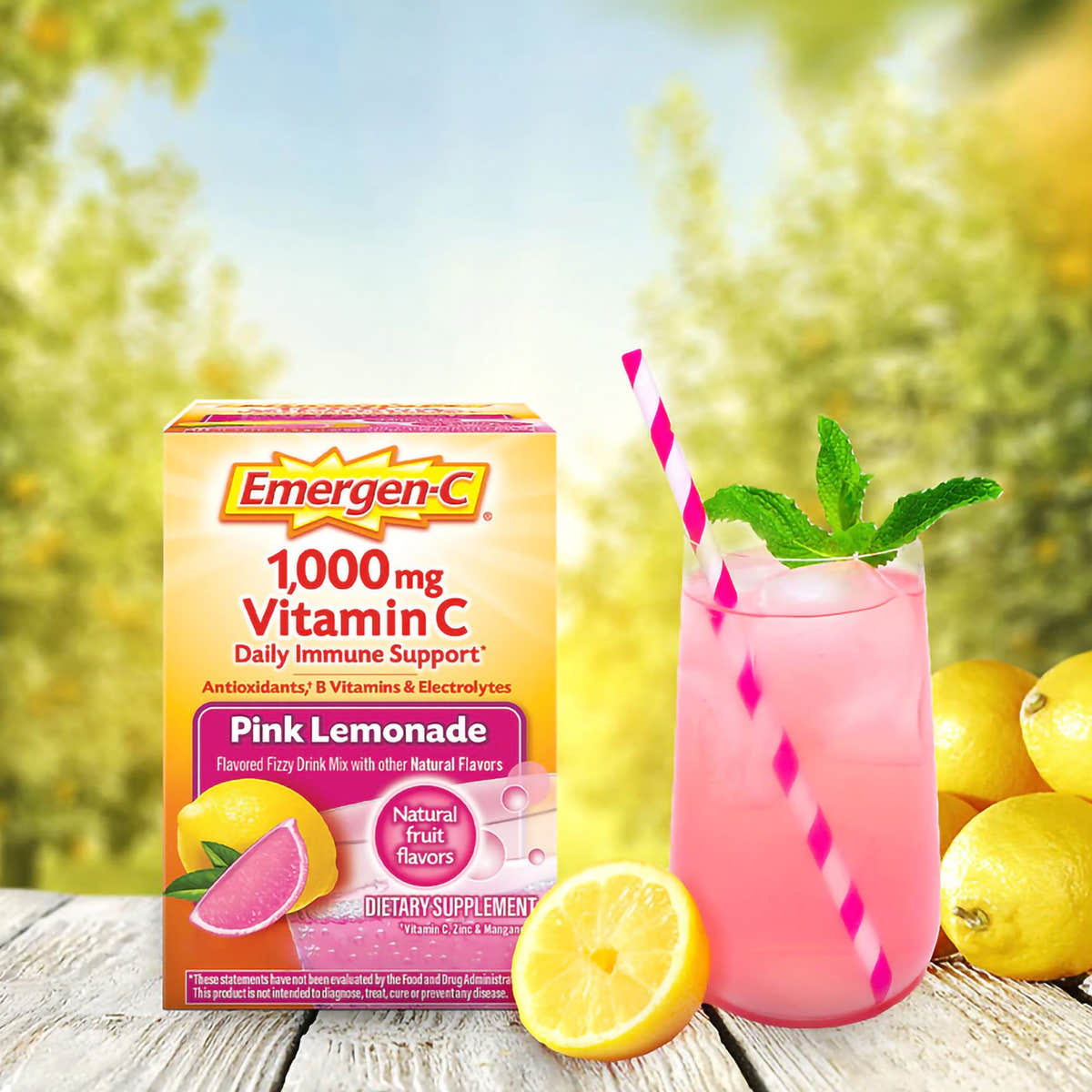 Emergen-C Vitamin C Powder, Pink Lemonade, 0.3 oz. Packet -Box of 30