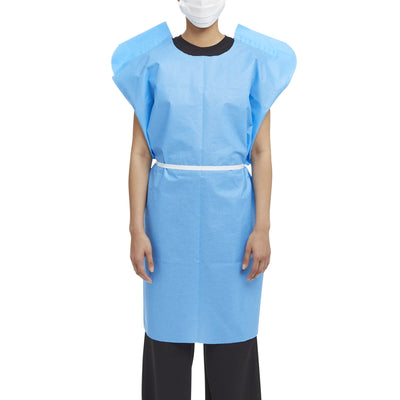 McKesson Patient Exam Gown, One Size Fits Most, Blue -Case of 50