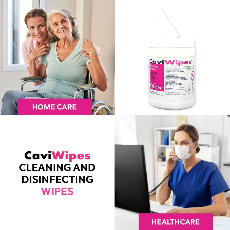 Metrex CaviWipes Surface Disinfectant Alcohol-Based Wipes, Non-Sterile, Disposable, Alcohol Scent, Canister, 6 X 6.75 Inch -Case of 12