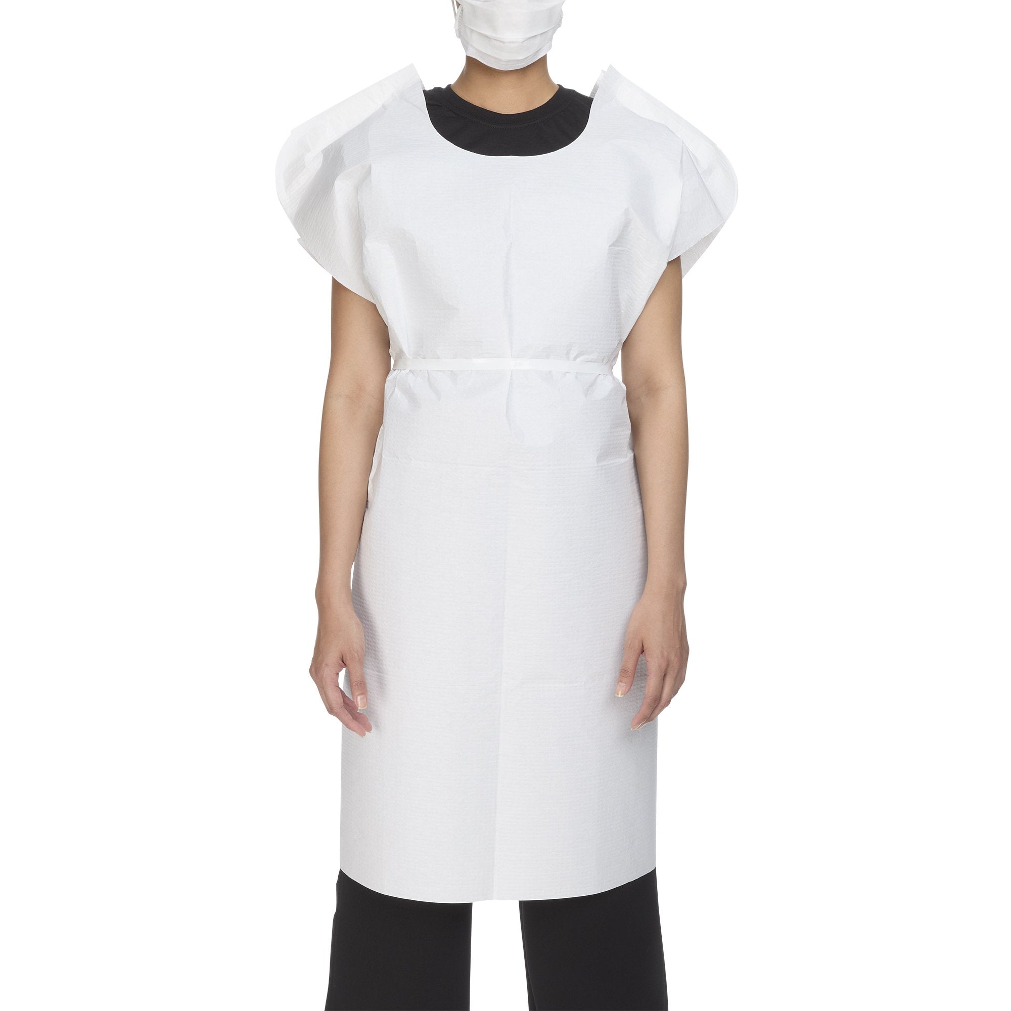 McKesson Deluxe Patient Exam Gown, One Size Fits Most, White -Case of 50