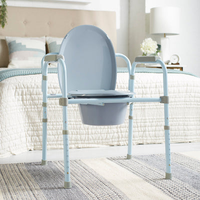 McKesson Steel Folding Commode Chair with fixed arm, 17 – 23 Inch -Each