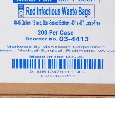 SAF-T-SEAL Infectious Waste Bag, 40-45 gal -Case of 200