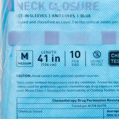 McKesson Full Back Chemotherapy Procedure Gown, Medium -Bag of 10