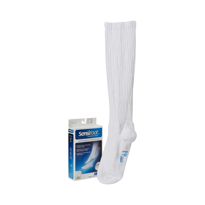 JOBST SensiFoot Diabetic Compression Socks, Knee High, White, X-Large -1 Pair