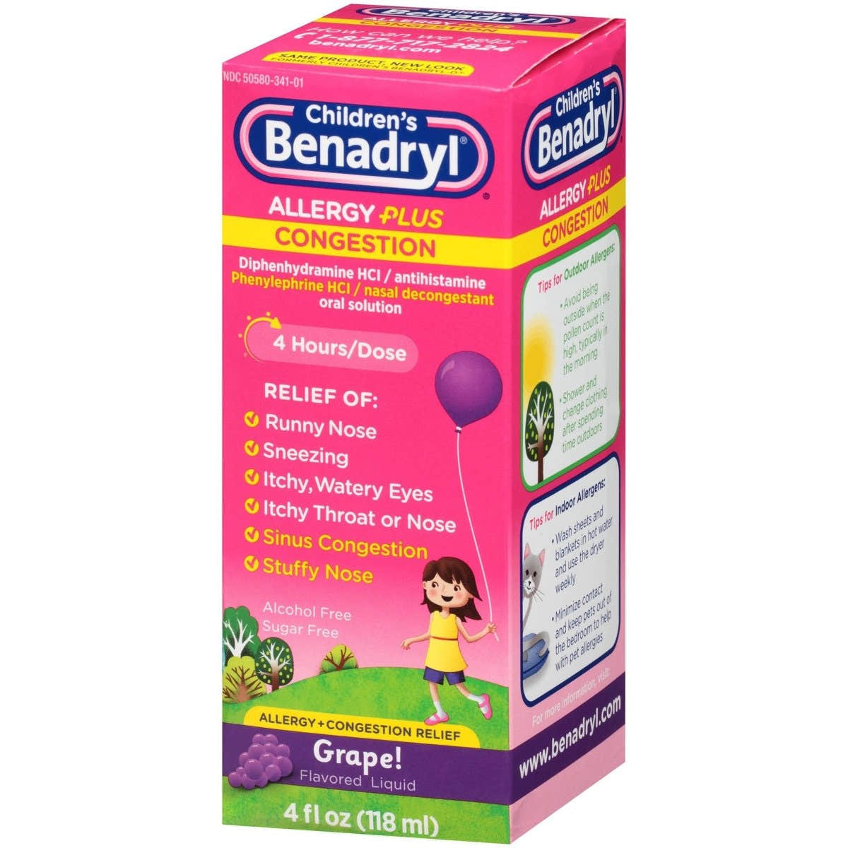 Benadryl Children's Allergy Plus Congestion Diphenhydramine / Phenylephrine Children's Allergy Relief - 830876_EA - 1