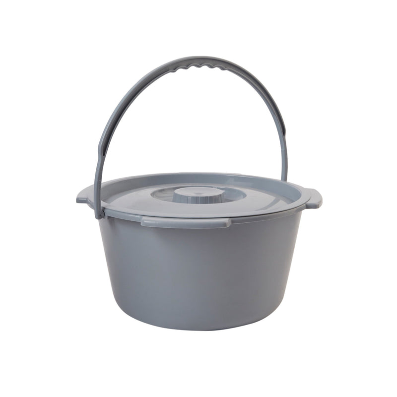 McKesson Commode Bucket With Metal Handle And Cover, 7-1/2 Quart, Gray -Case of 12