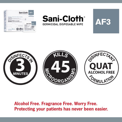 Sani-Cloth AF3 Surface Disinfectant Cleaner Wipe, Large Individual Packet -Box of 50