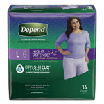 Depend Night Defense Absorbent Underwear -Female -Large -Pack of 14 -Female