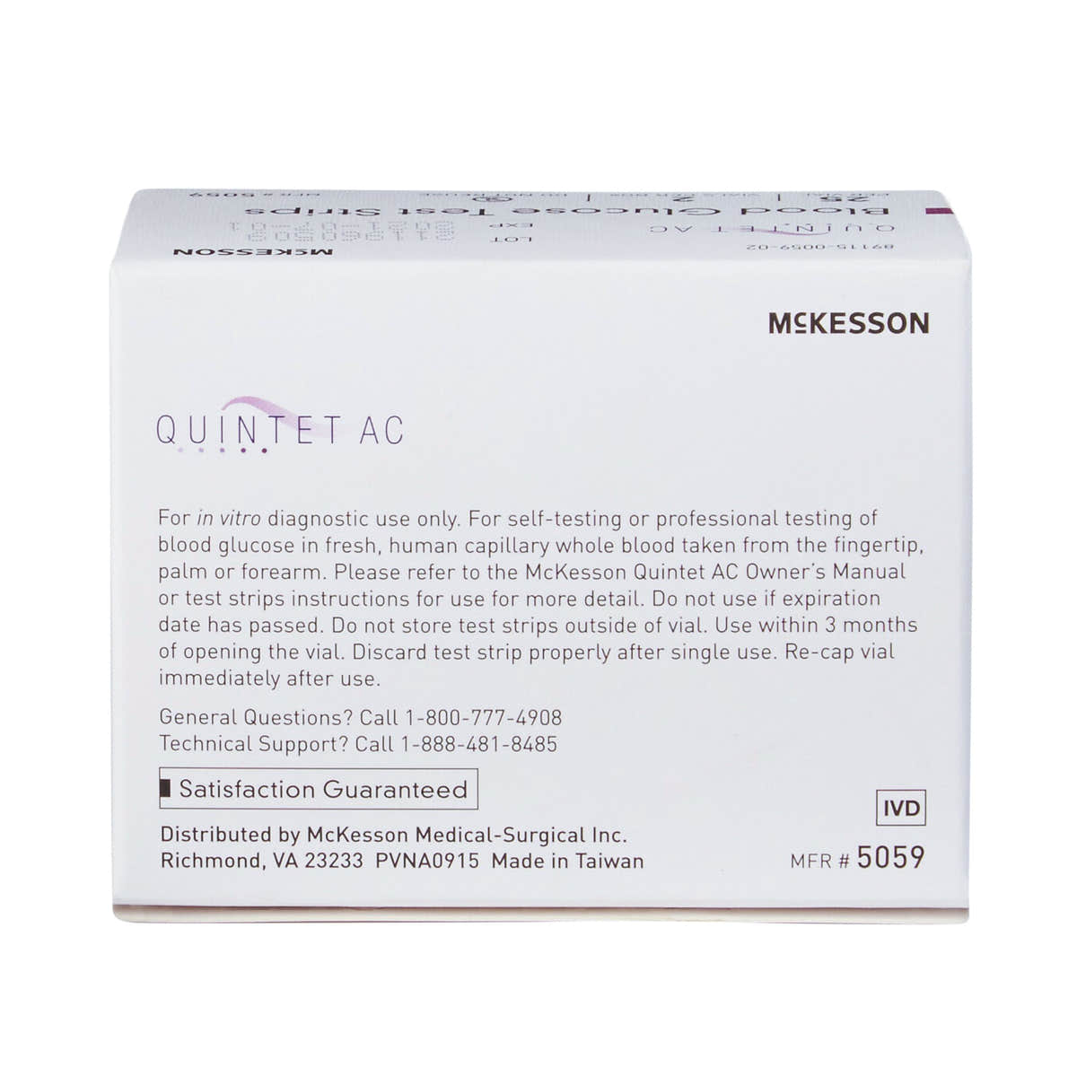 Quintet AC Blood Glucose Test Strips -Box of 1
