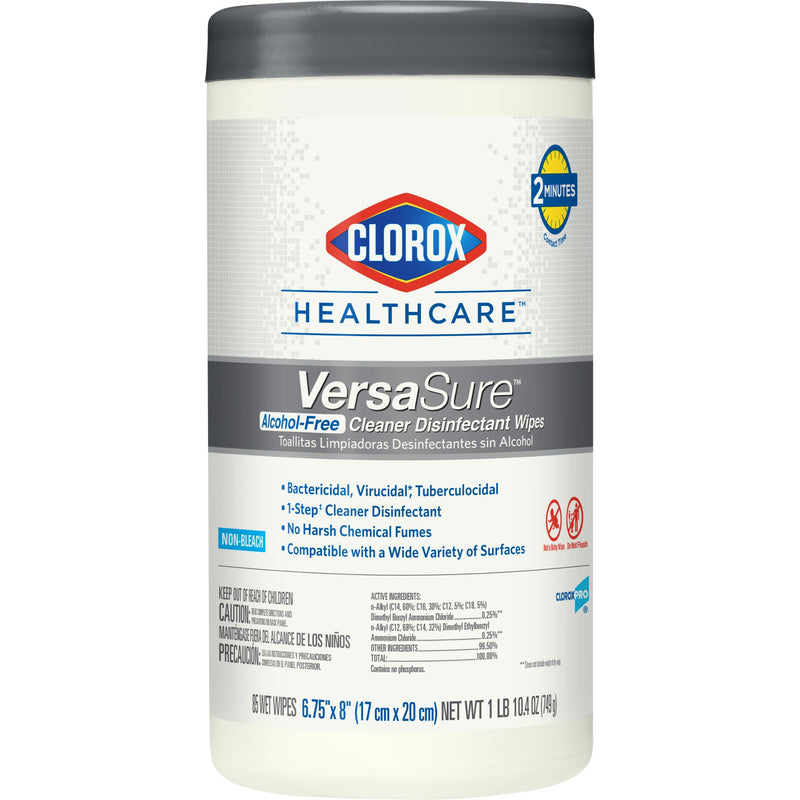 Clorox Healthcare VersaSure Cleaner Disinfectant Wipes, Cannister -Carton of 85