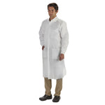 LabMates Lab Coat Knee Length Disposable, White, X-Large -Bag of 10