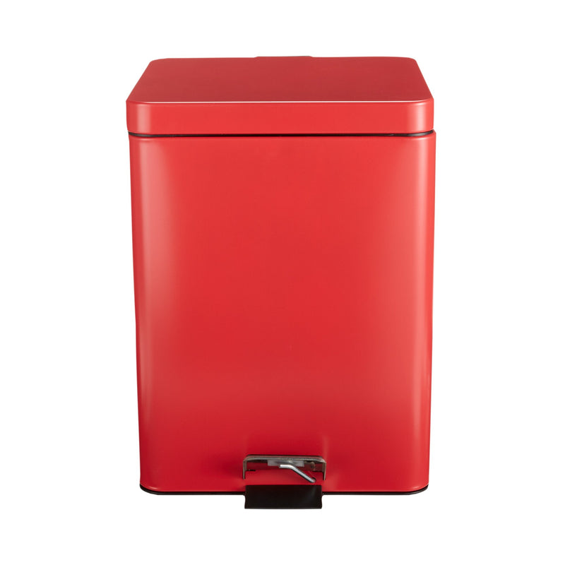 McKesson Trash Can with Plastic Liner, Square, Steel, Step-On, 20 QT, Red -Each