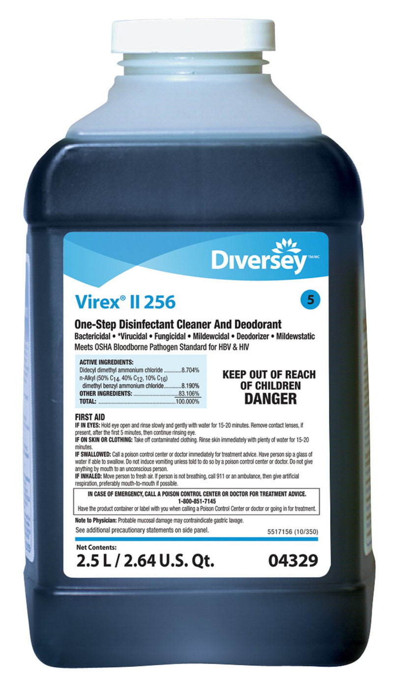 Diversey Virex II 256 Surface Disinfectant Concentrate, 2.5 liter -Case of 2