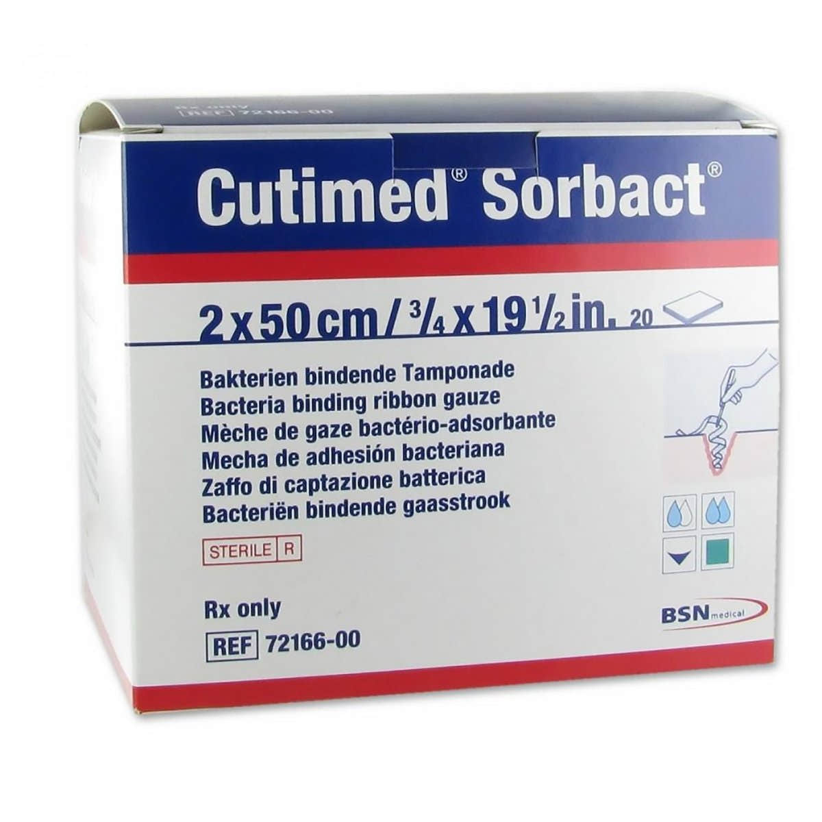 Cutimed Sorbact Impregnated Dressing, 2 x 50 Centimeter - 774840_BX - 1
